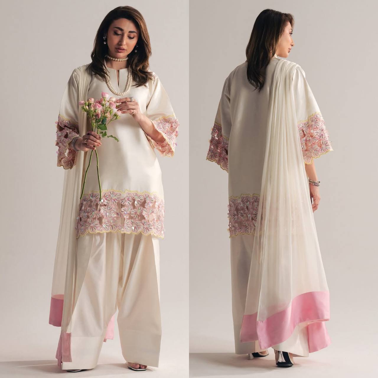 Miniature Pearl Silk Festive Kurta